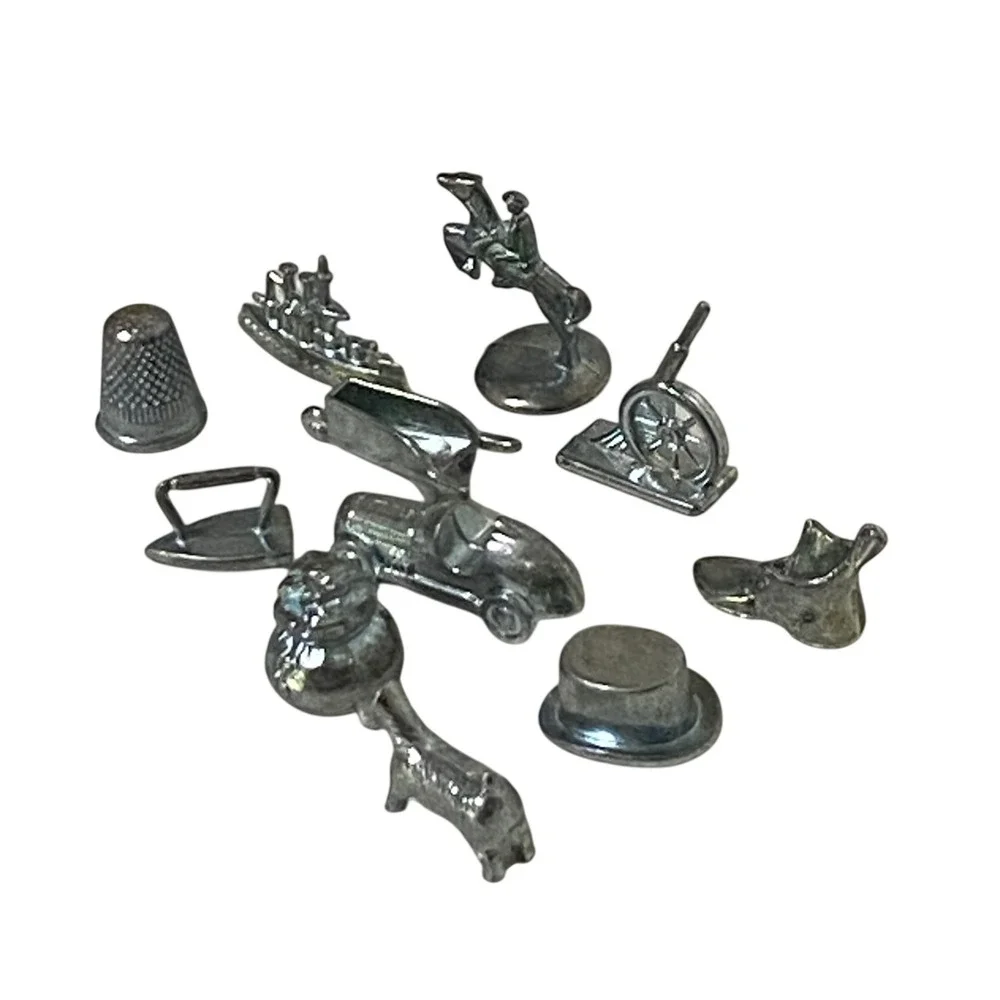 Monopoly Board Game Pewter Silver Tone Replacement Game Tokens Cake Toppers